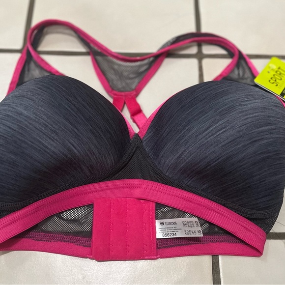 Wacoal Soft Cup Sports Bra Dark Grey and Pink 34D - Picture 4 of 10